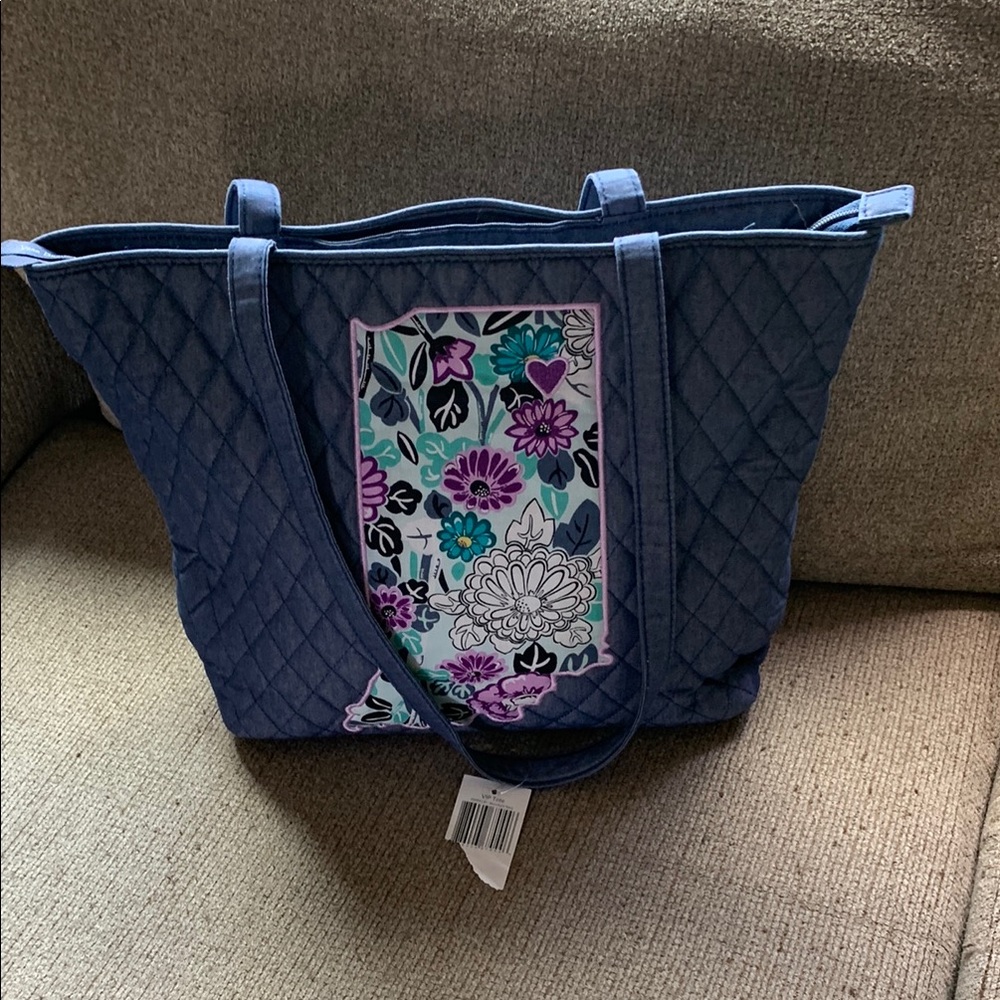 Vera Bradley Floral Quilted Tote Bag - Blue and Purple